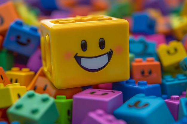 a yellow block with a smiley face on it with a smiley face