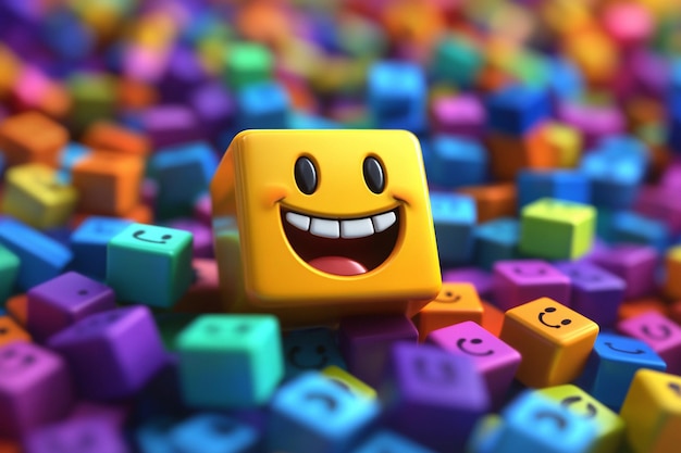 a yellow block with a smiley face on it