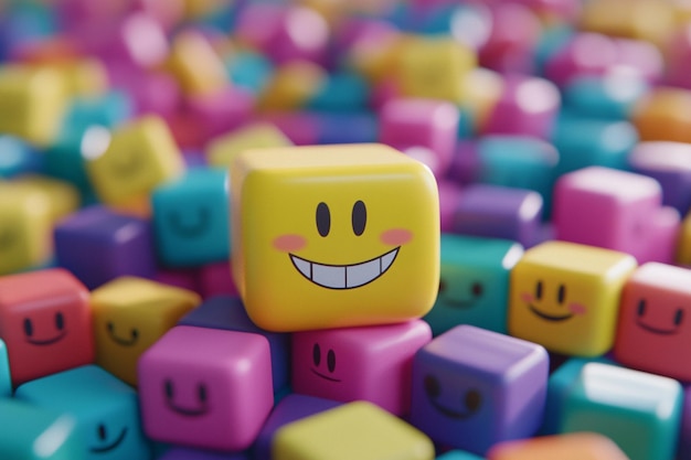 a yellow block with the word smiley on it