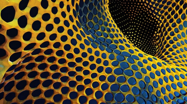 Yellow and blue dots form an intriguing abstract pattern