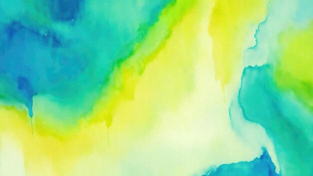 Yellow Blue and Green Liquid Fluid Watercolor Texture Abstract Background