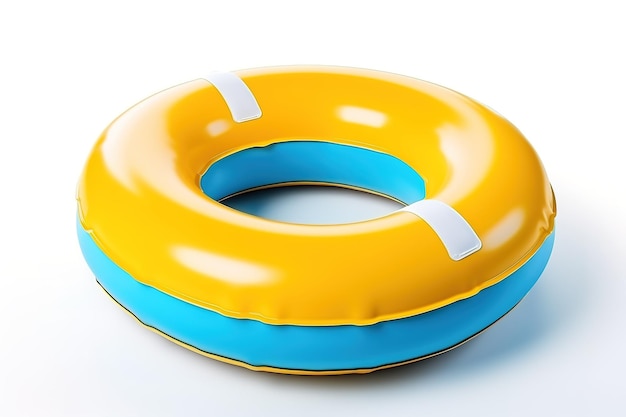 A Yellow And Blue Inflatable Ring Awaits Summer Fun on a Clear PNG or White Background