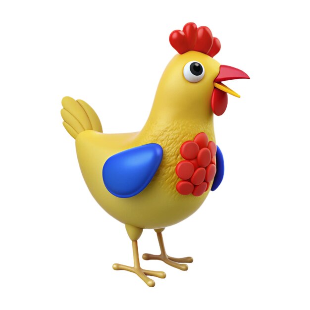 Photo a yellow and blue rooster figure is shown in this image