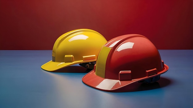 Yellow And Blue safety Helmet backgrounds Ai generative