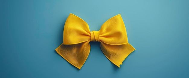 Yellow Bow on Blue Background