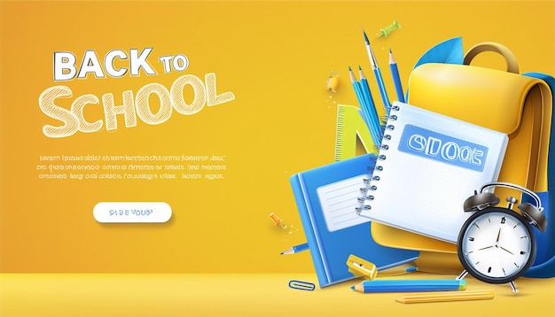 a yellow box with a blue notebook that says back to school