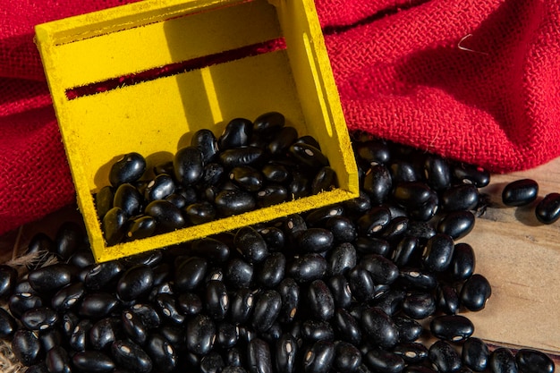 Yellow box with brazilian black beans