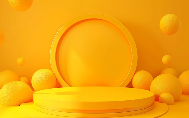 a yellow box with three balls in it and one has a yellow background