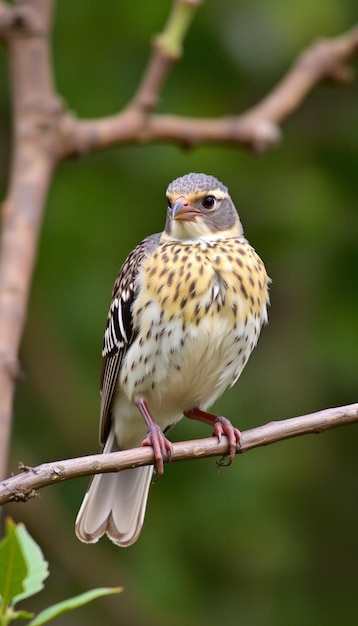 Photo a yellow and brown bird is perched on a branch