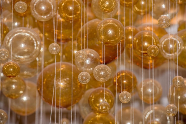 Yellow Bubbles crystal balls suspended in air