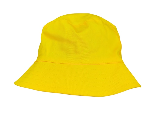 Yellow bucket hat isolated on white background