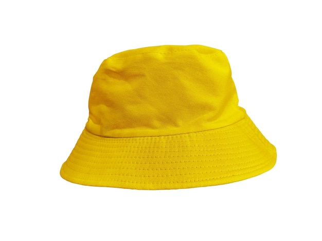 yellow bucket hat isolated on white