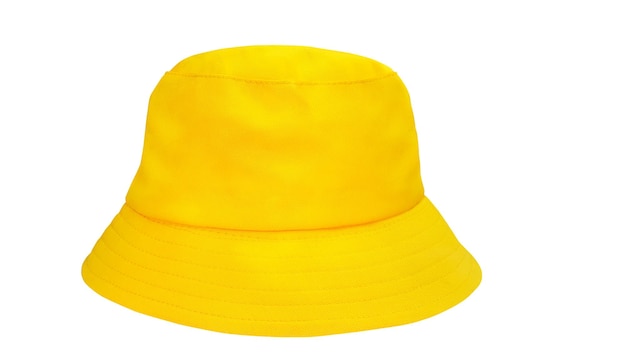 yellow bucket hat isolated on white