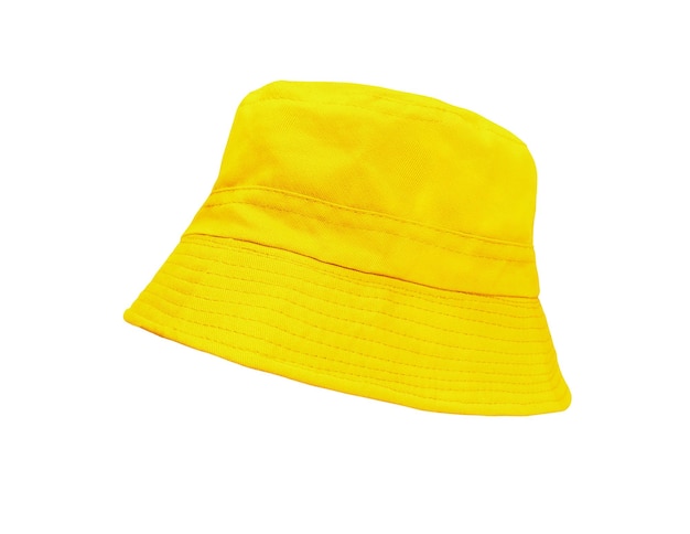 yellow bucket hat isolated on whitexAyellow bucket hat isolated on whitexA