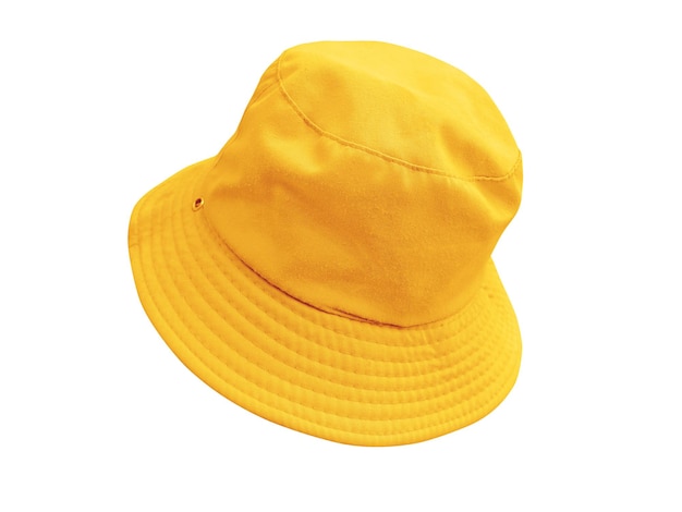 Yellow bucket hat isolated on yellow background