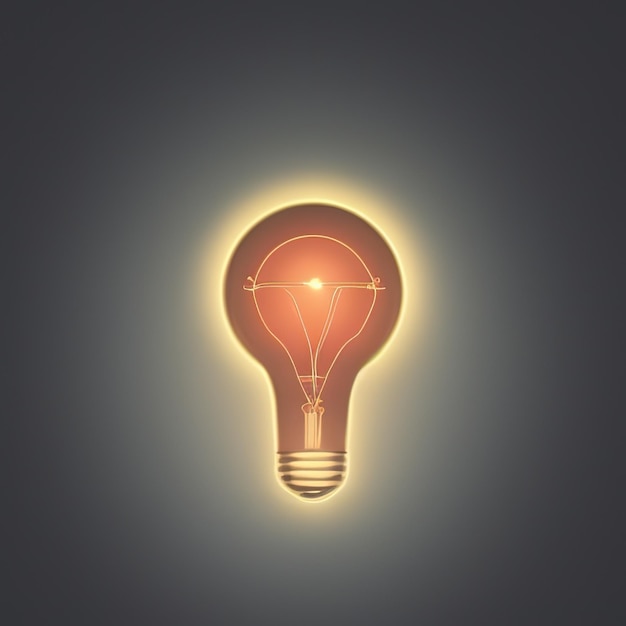 A yellow bulb on a gray background 3drendering