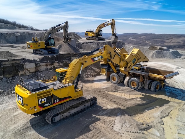 a yellow bulldozer is being used in a construction site