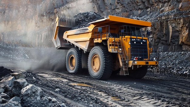 a yellow bulldozer is being used in a quarry