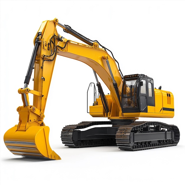 a yellow bulldozer is being used to use a white background