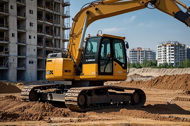 Photo a yellow bulldozer is being used to work in the construction area