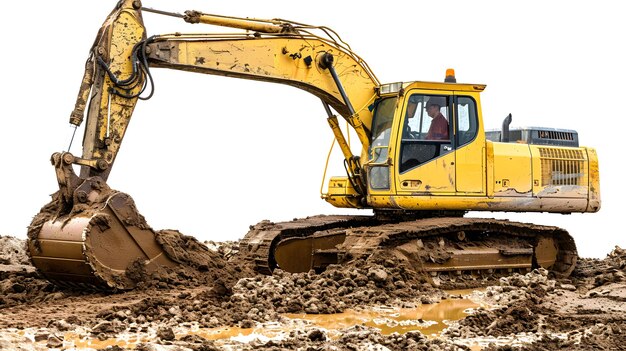 a yellow bulldozer is in a dirty area with dirt and rocks