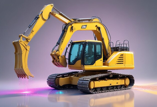 Photo a yellow bulldozer with a black handle is on a gray background