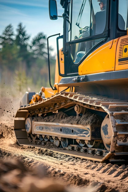 a yellow bulldozer with the word mud on it