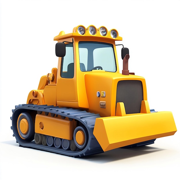 a yellow bulldozer with the word  the word  on the side