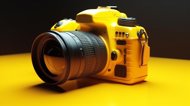 A yellow camera with the number