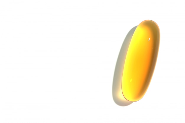 Yellow capsule vitamin, Medical, Medicine 3D Render