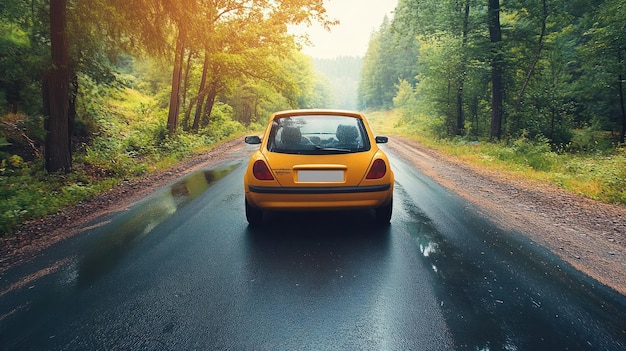 Photo a yellow car with the license plate number 56988