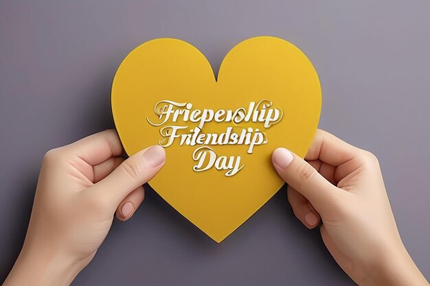 Photo yellow card of friendship day with a heart