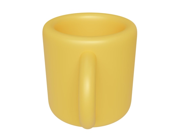 Yellow cartoon cup 3d render