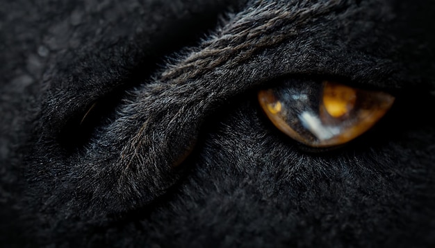 The yellow cat eyes on the black background 3D Raster illustration