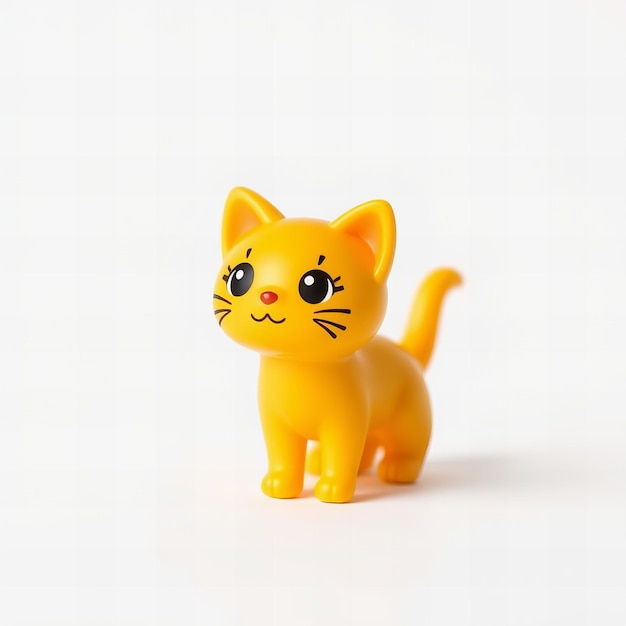 a yellow cat toy with black eyes and a yellow nose