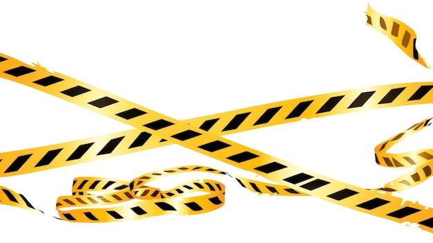 Photo yellow caution tape with black and white stripes that have been bent and bent