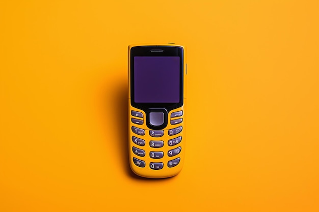 a yellow cell phone on a yellow background