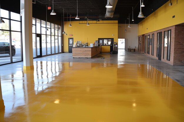 Yellow cement floor