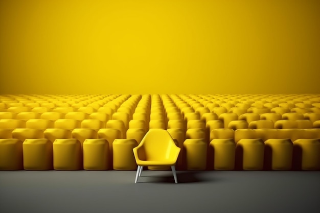 Yellow chair standing out from the crowd Business concept