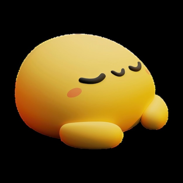 Yellow character resting on a black background