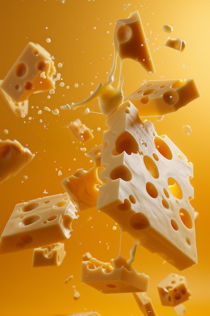 yellow cheese with holes processed Generative AI