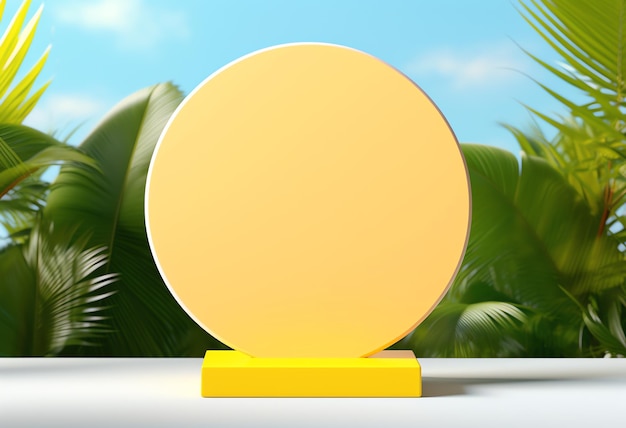 A yellow circle on a stand