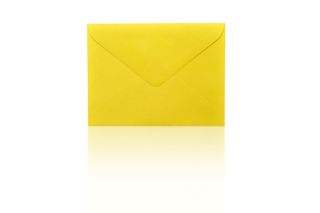 Yellow closed envelope isolated on white background. Delivery service.