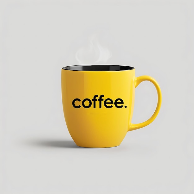 Photo a yellow coffee mug with the word coffee written on it