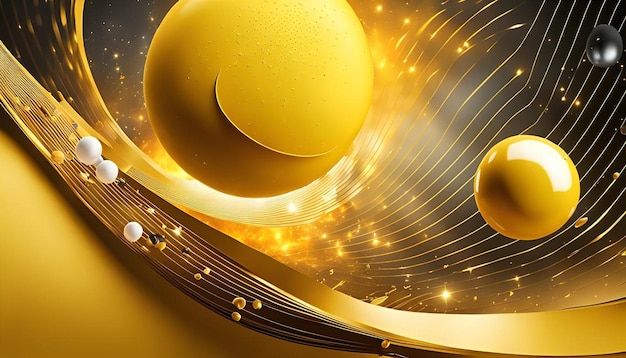 Yellow color universe abstract with 3d background wallpaper