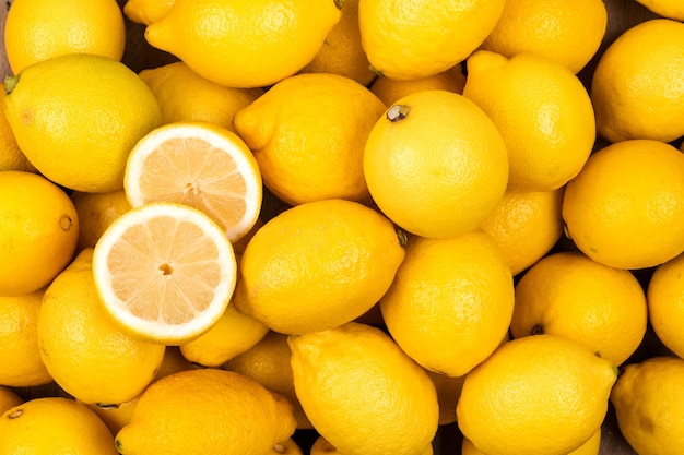 Yellow colorful organic fresh lemon fruit