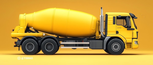 Yellow Concrete Mixing Truck Construction Vehicle