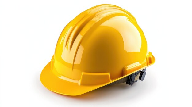 Yellow construction helmet on a white background