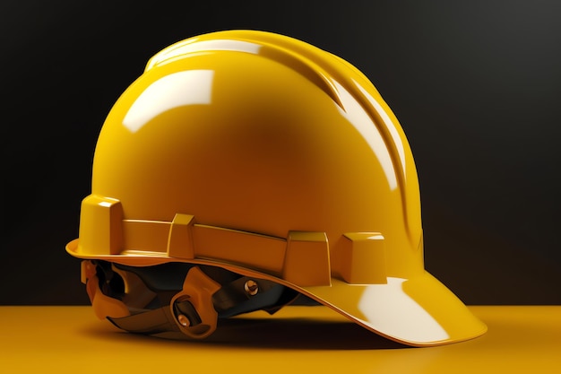 Yellow construction safety helmet generative ai