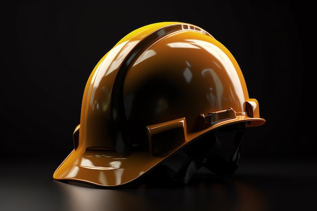 Yellow construction safety helmet generative ai